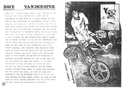 FAT BMX 'zine #12 (1989) Obituatary Article